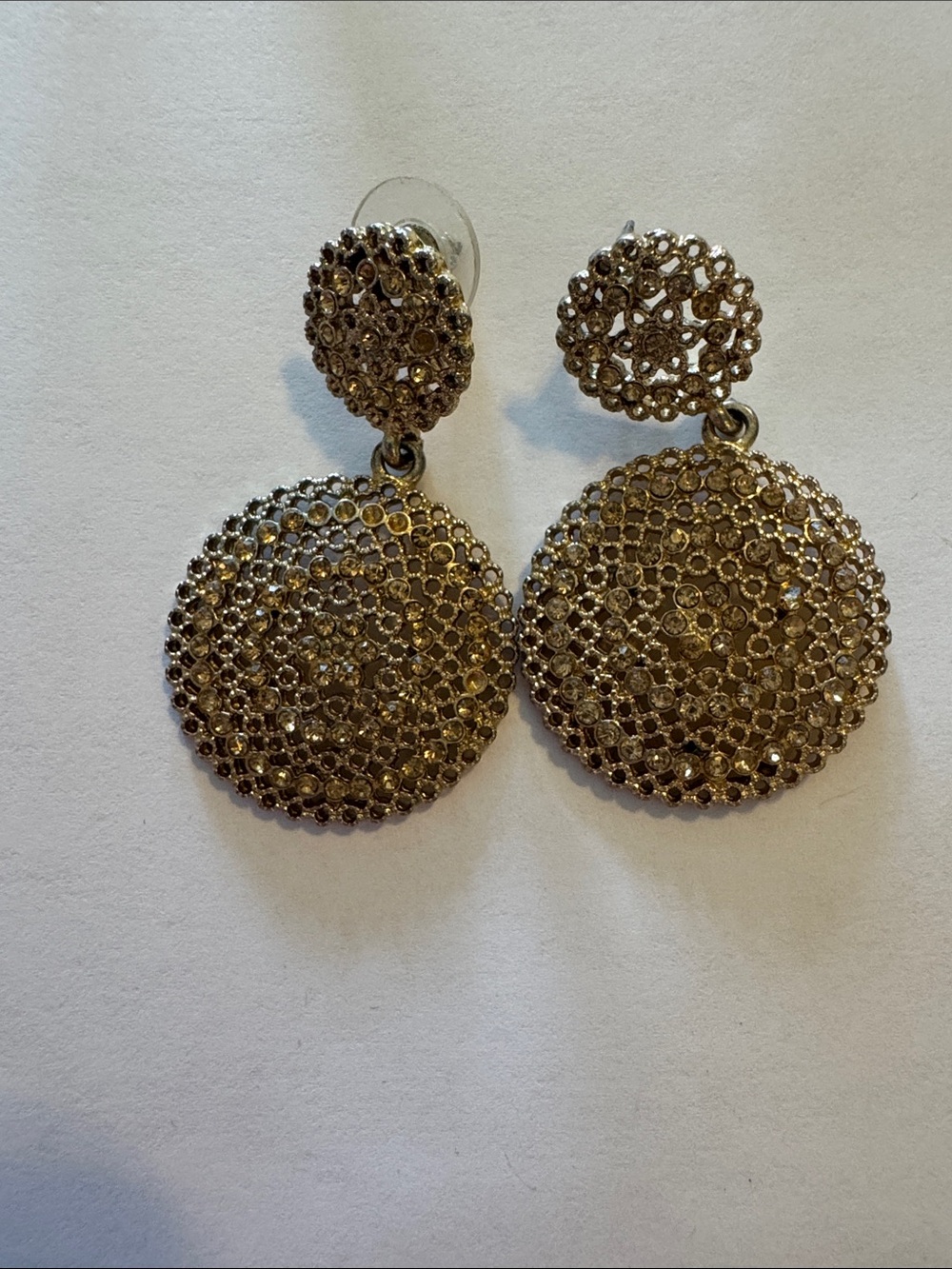 Gold-Tone Crystal Pave Double Drop Earrings